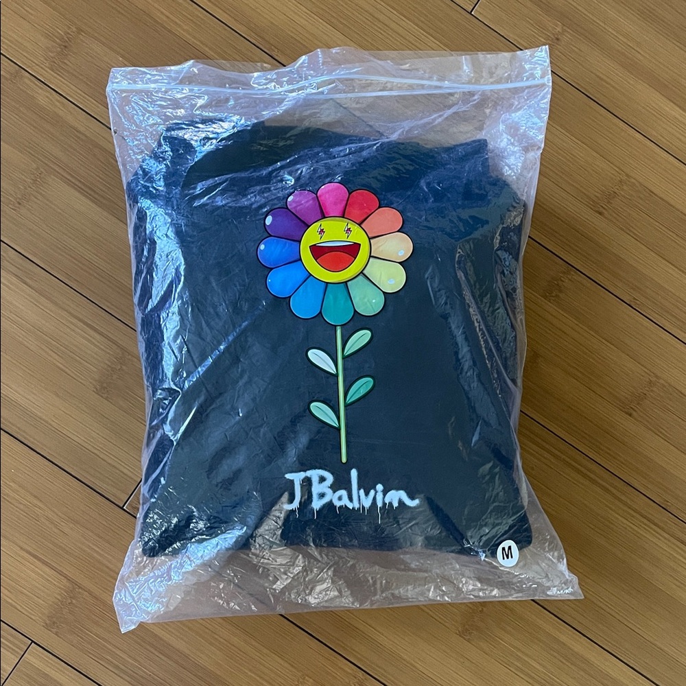 Takashi Murakami Flower Black Hoodie in collab with J Balvin Blanco size M - Picture 5 of 13